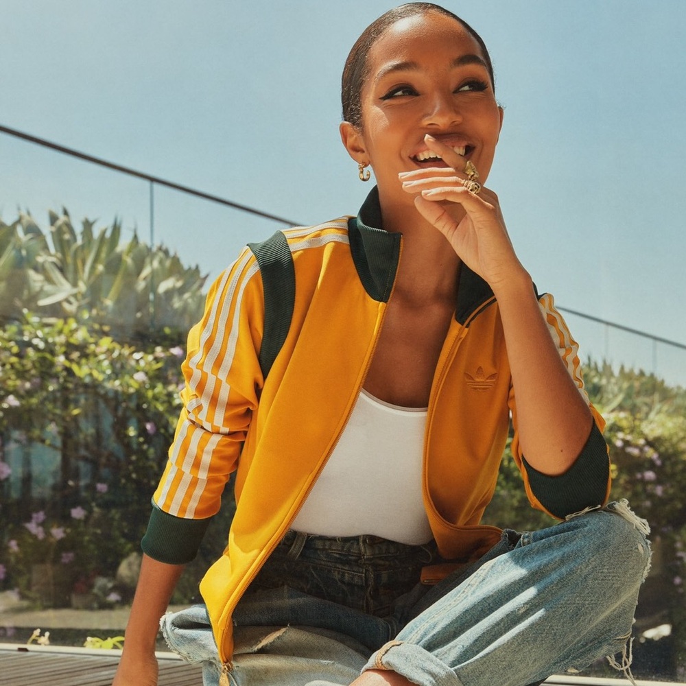 Adidas YARA SHAHIDI Unisex Varsity Track Top Jacket Size Small Gold/Green BNWT!